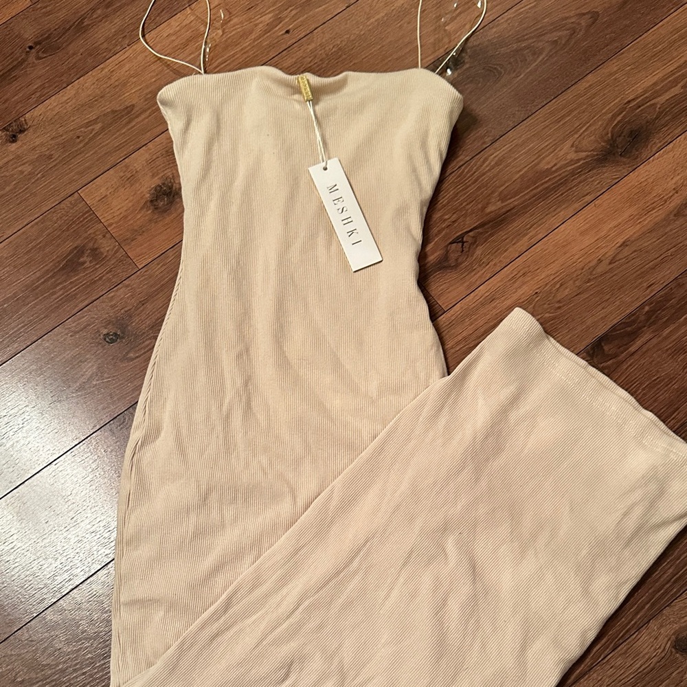 MESHKI Jalia Thin Strap Ribbed Maxi Dress. Small